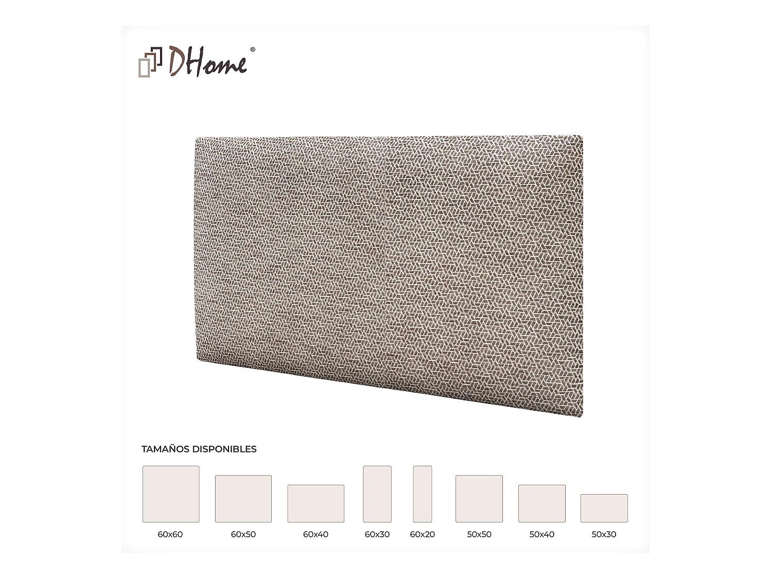 DHOME Ensemble de 6 Panneaux Tapissés en Tissu de Luxe Pack Autoadhésif pour Mur Acoustique Absorbant et Protecteur (Ethnic Brown, 60x60cm, x6)