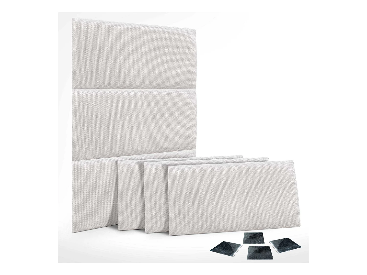 DHOME Ensemble de 6 Panneaux Tapissés en Tissu de Luxe Pack Autoadhésif pour Mur Acoustique Absorbant et Protecteur (Silver Nacar, 60x50cm, x6)