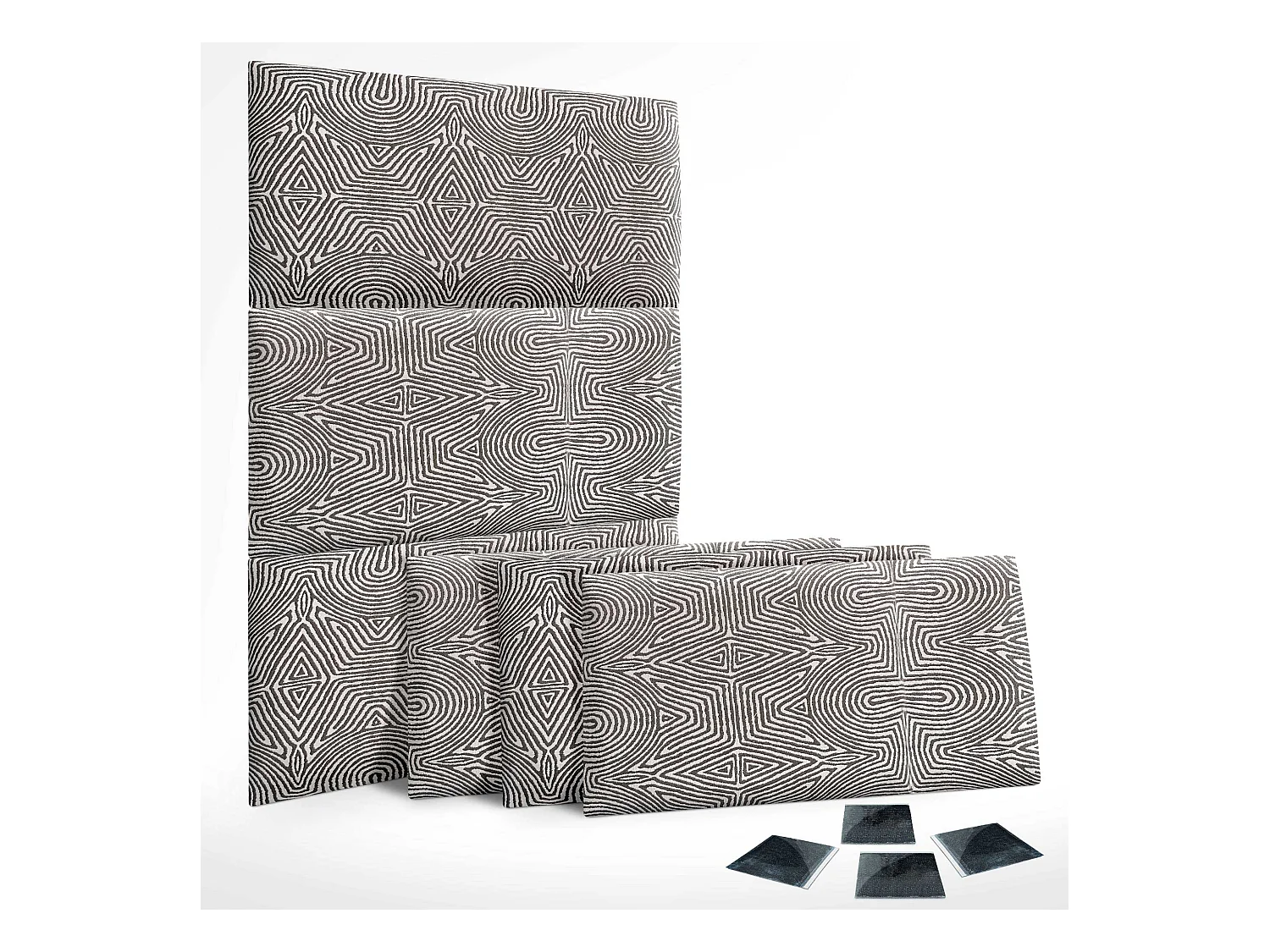 DHOME Ensemble de 6 Panneaux Tapissés en Tissu de Luxe Pack Autoadhésif pour Mur Acoustique Absorbant et Protecteur (Tribal, 50x40cm, x6)