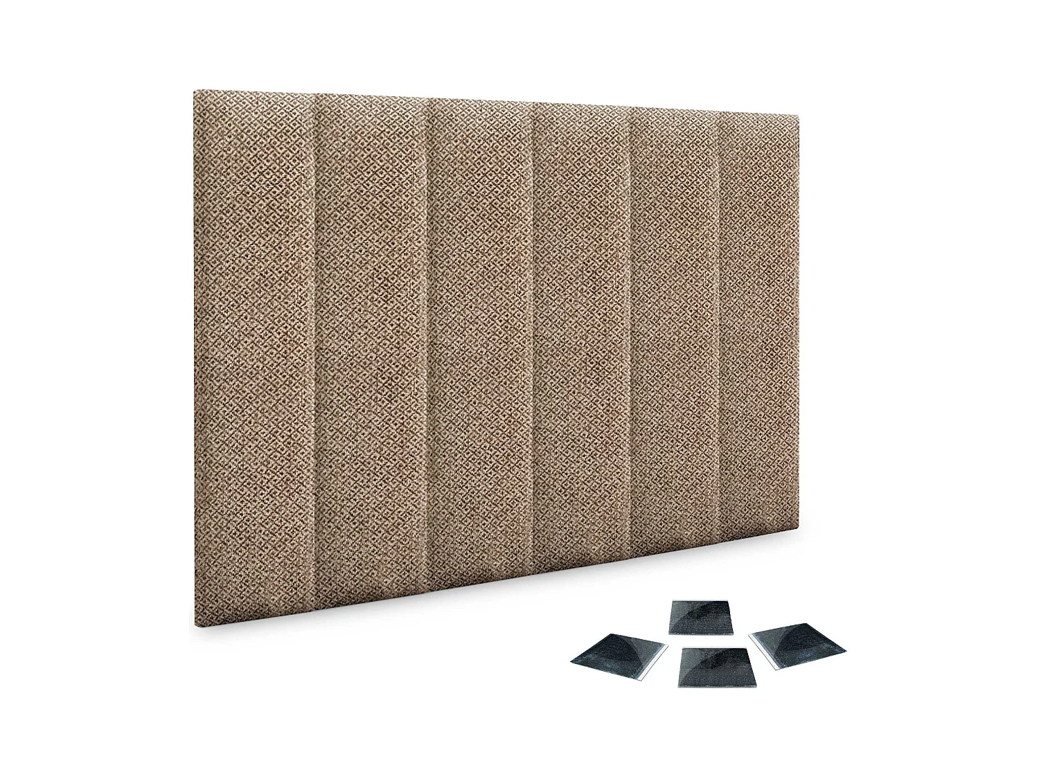 DHOME Set aus 6 luxuriös gepolsterte Paneele aus Stoff, Selbstklebende Akustik-Wandpaneele, schallabsorbierend, schützend (Golden Wood, 60x20cm, x6)