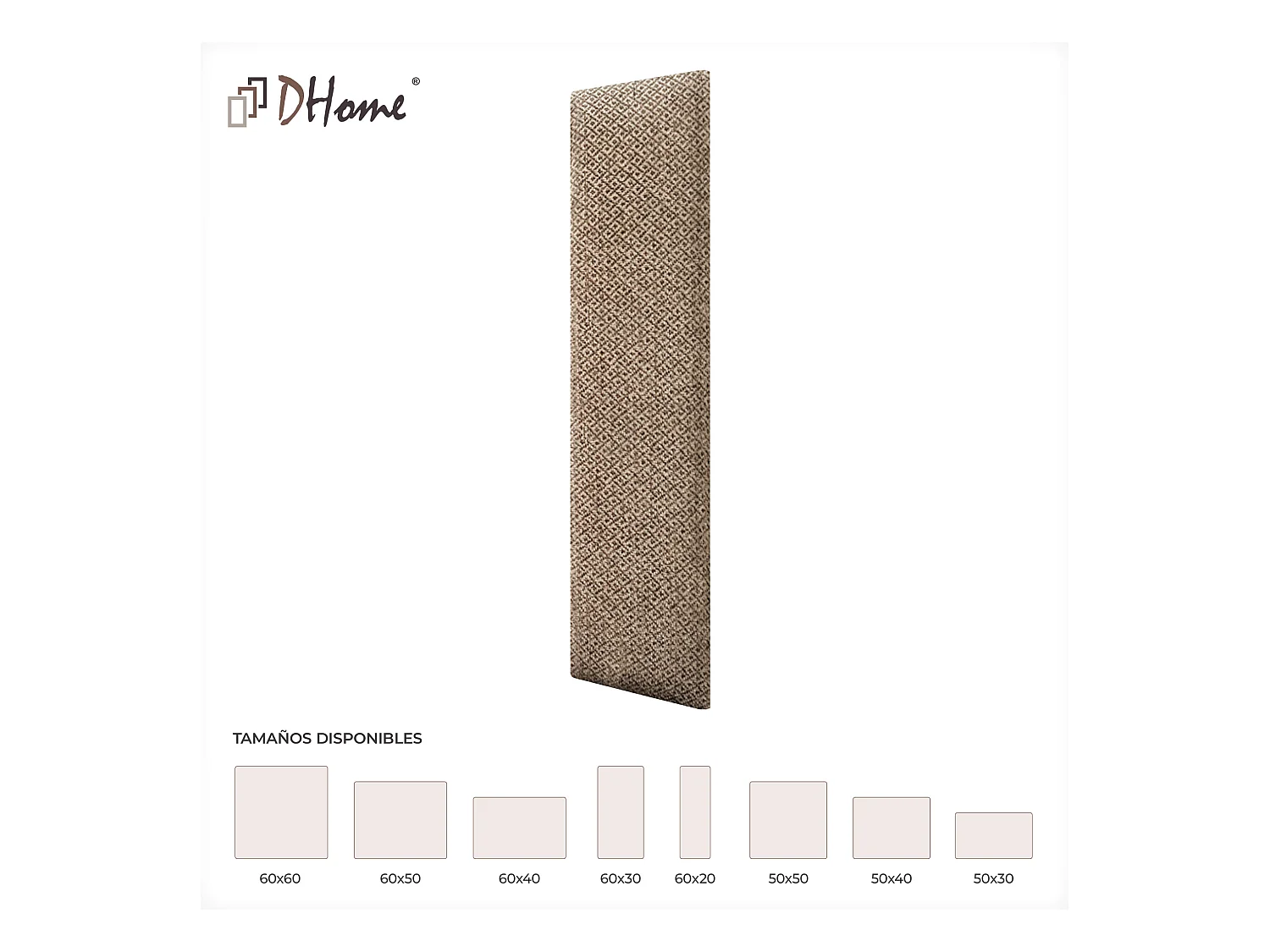 DHOME Set di 6 Pannelli Imbottiti in Tessuto di Lusso Pacchetto Autoadesivo per Pareti Assorbente Acustico e Protettivo (Golden Wood, 60x20cm, x6)