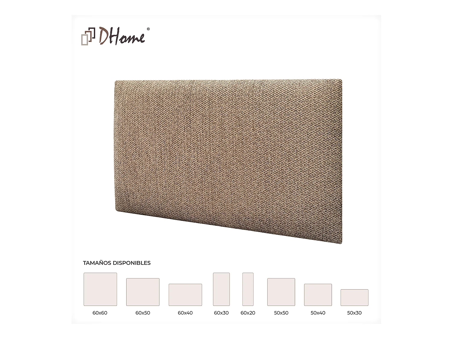 DHOME Ensemble de 8 Panneaux Tapissés en Tissu de Luxe Pack Autoadhésif pour Mur Acoustique Absorbant et Protecteur (Golden Wood, 60x60cm, x8)