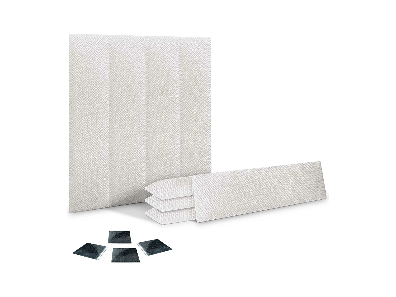 DHOME Juego de 8 Paneles Tapizados de Tela de Lujo Pack Autoadhesivos para Pared Acústicos Absorbentes Protección (Silver Nacar, 60x30cm, x8)