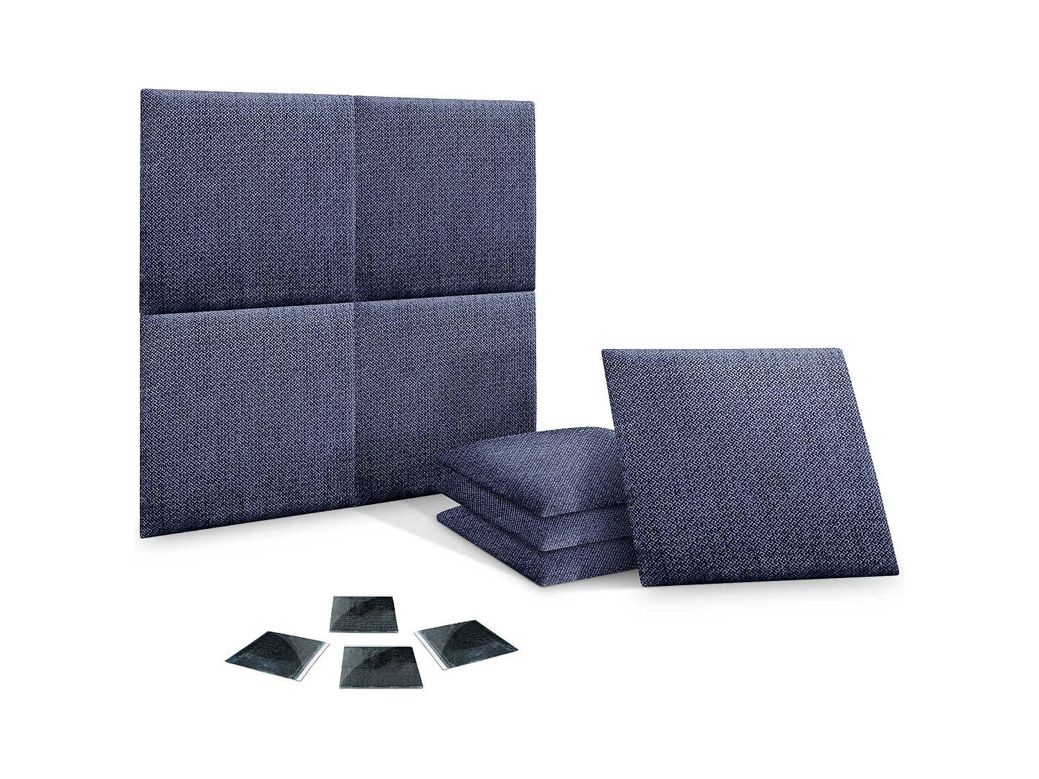 DHOME Set aus 8 luxuriös gepolsterte Paneele aus Stoff, Selbstklebende Akustik-Wandpaneele, schallabsorbierend, schützend (Silver Marine, 60x40cm, x8)
