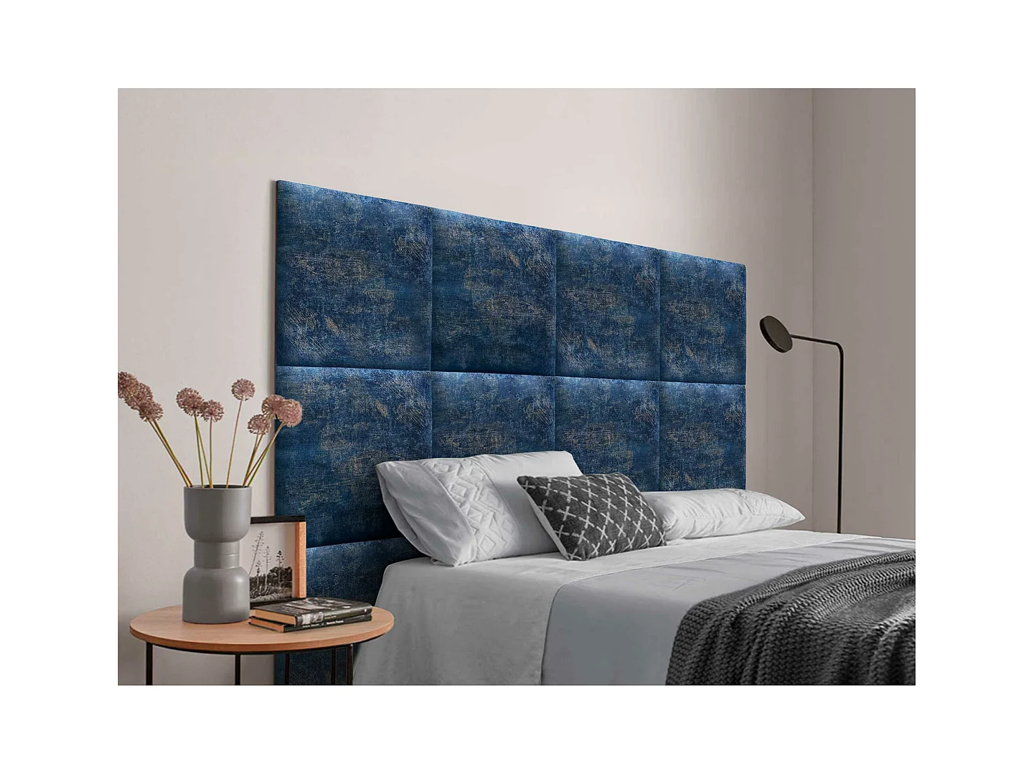 DHOME Testiera Imbottita Composta da Pannelli Autoadesivi Intercambiabili Serie Luxury Edition Letto di Lusso Camera da Letto (Luxurious Blue, 220cm)