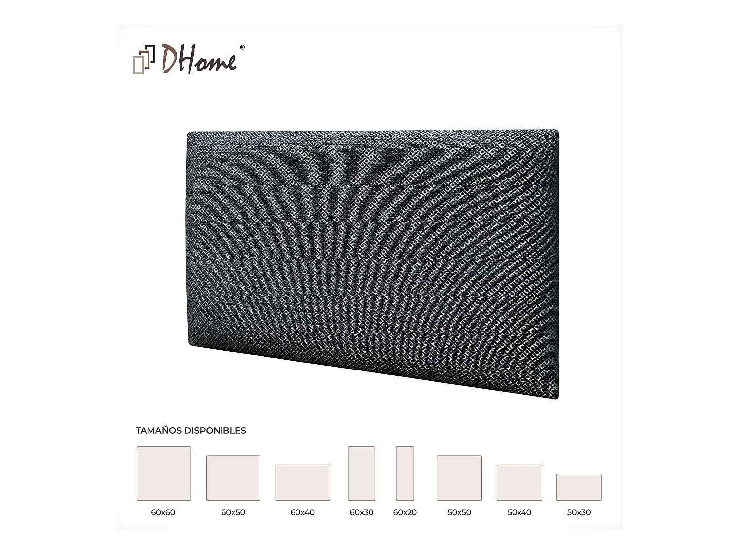 DHOME Panneaux Tapissés Exclusifs Série Luxury Edition Autoadhésifs pour Mur Acoustiques Absorbants Protection Chocs (Silver Ebony, 50x40cm)