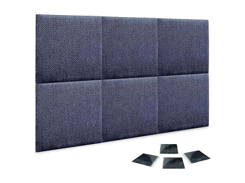 DHOME Set aus 6 luxuriös gepolsterte Paneele aus Stoff, Selbstklebende Akustik-Wandpaneele, schallabsorbierend, schützend (Silver Marine, 60x40cm, x6)