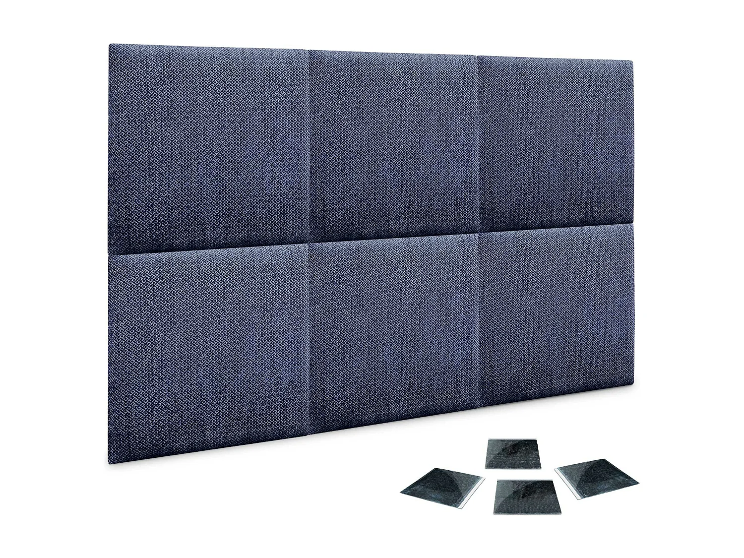 DHOME Set aus 6 luxuriös gepolsterte Paneele aus Stoff, Selbstklebende Akustik-Wandpaneele, schallabsorbierend, schützend (Silver Marine, 60x40cm, x6)