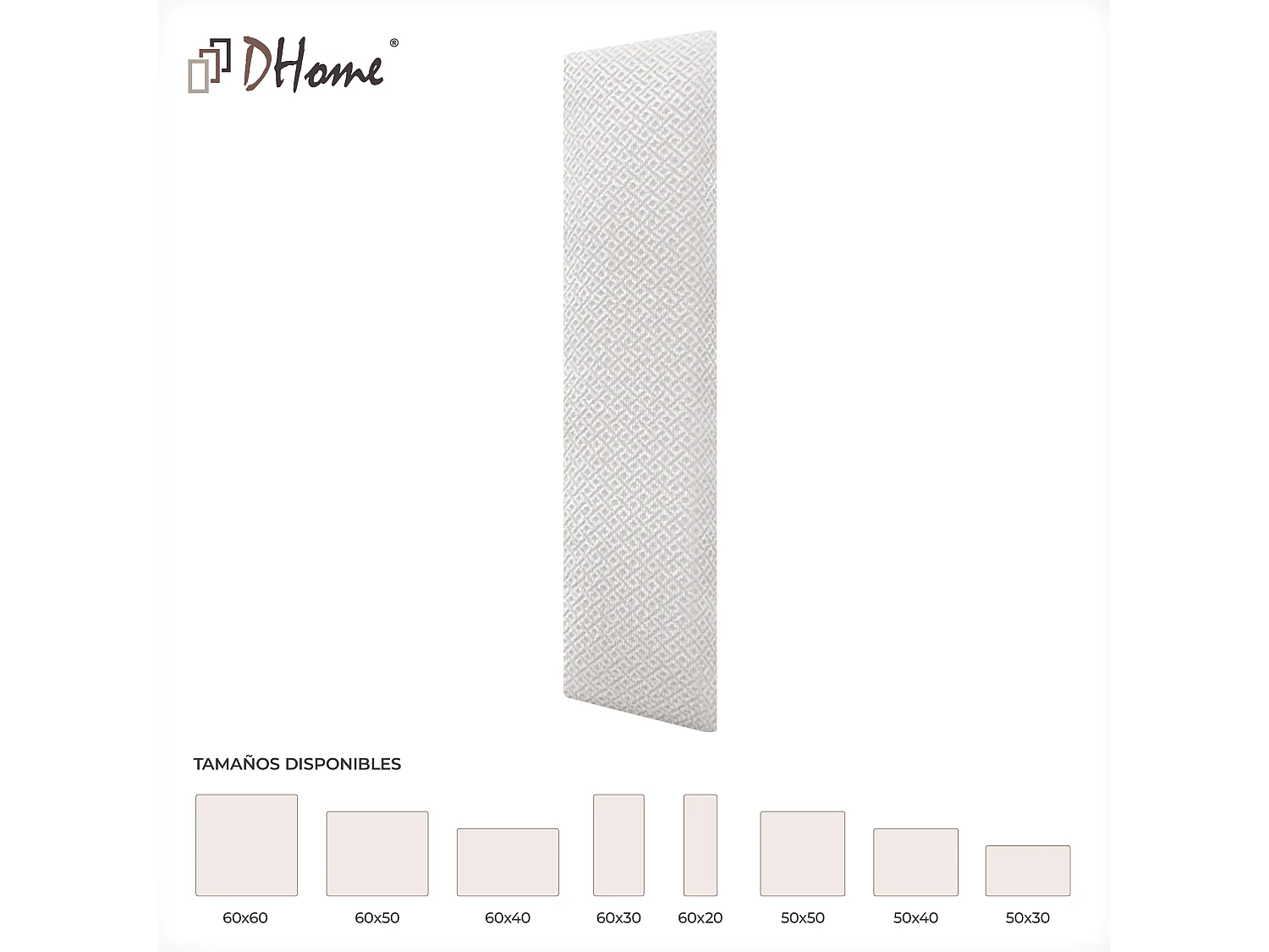 DHOME Set di 1 Pannelli Imbottiti in Tessuto di Lusso Pacchetto Autoadesivo per Pareti Assorbente Acustico e Protettivo (Silver Nacar, 60x30cm, x1)