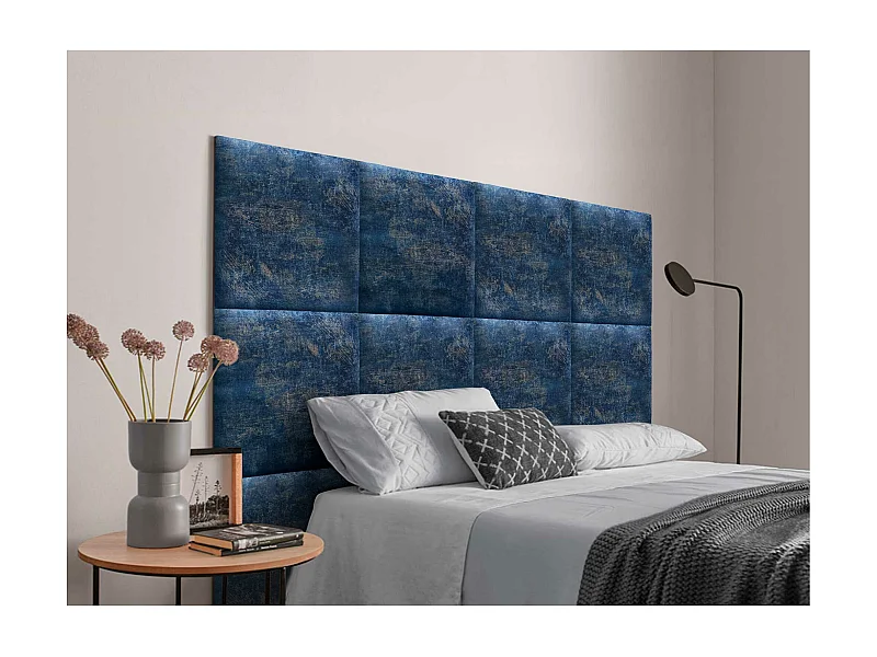 DHOME Cabeceira Estofada Composta por Painéis Autoadesivos Intercambiáveis Série Luxury Edition Cama de Luxo Quarto (Luxurious Blue, 200cm)