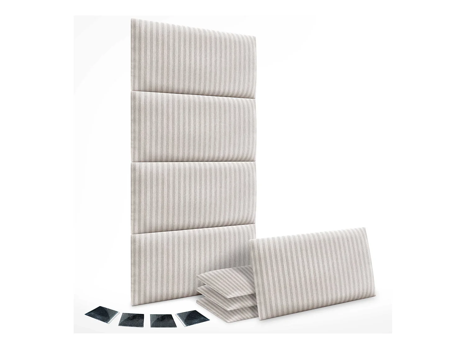 DHOME Set di 8 Pannelli Imbottiti in Tessuto di Lusso Pacchetto Autoadesivo per Pareti Assorbente Acustico e Protettivo (Cream, 50x40cm, x8)
