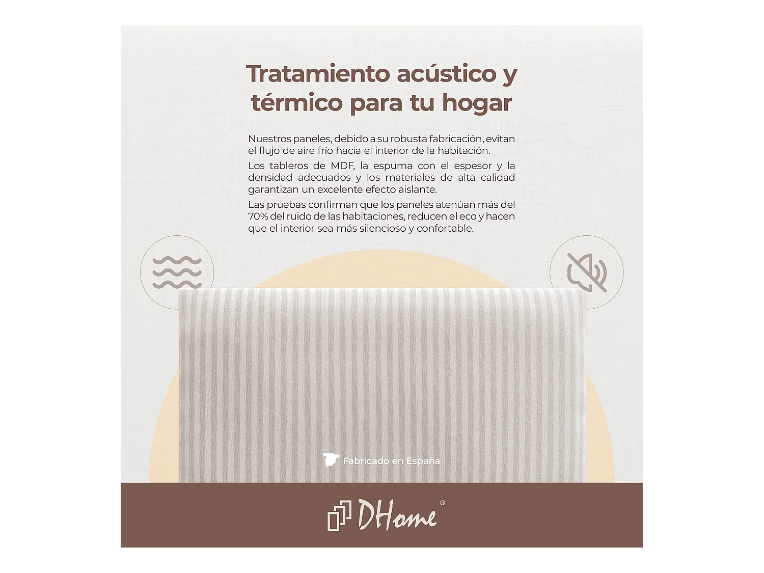 DHOME Set di 8 Pannelli Imbottiti in Tessuto di Lusso Pacchetto Autoadesivo per Pareti Assorbente Acustico e Protettivo (Cream, 50x40cm, x8)