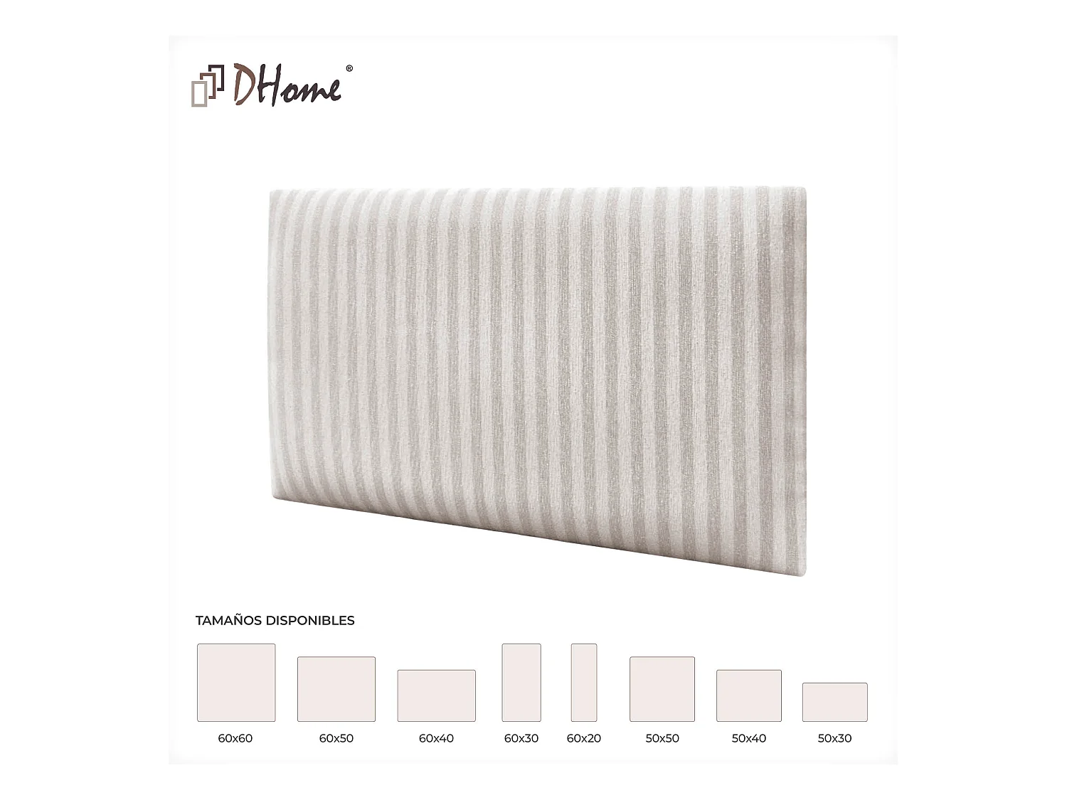 DHOME Set di 8 Pannelli Imbottiti in Tessuto di Lusso Pacchetto Autoadesivo per Pareti Assorbente Acustico e Protettivo (Cream, 50x40cm, x8)