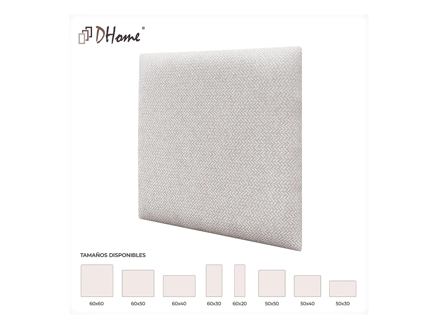 DHOME Ensemble de 1 Panneaux Tapissés en Tissu de Luxe Pack Autoadhésif pour Mur Acoustique Absorbant et Protecteur (Épis beiges, 60x40cm, x1)