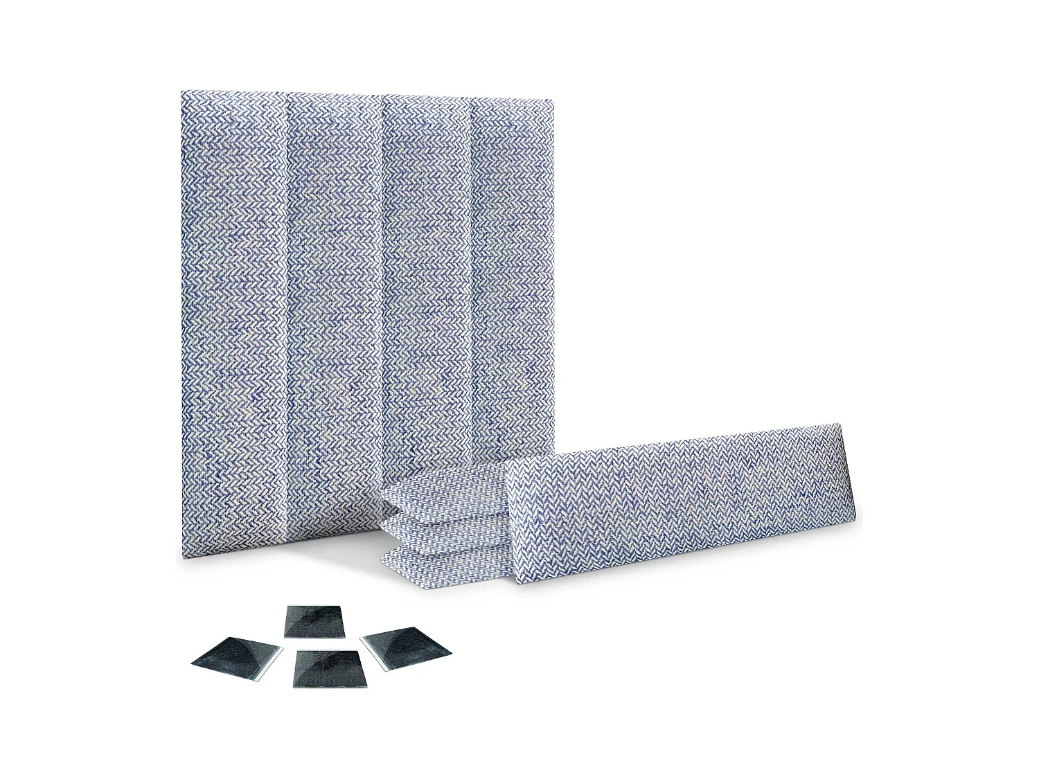 DHOME Set aus 8 luxuriös gepolsterte Paneele aus Stoff, Selbstklebende Akustik-Wandpaneele, schallabsorbierend, schützend (Ähren Blau, 60x30cm, x8)