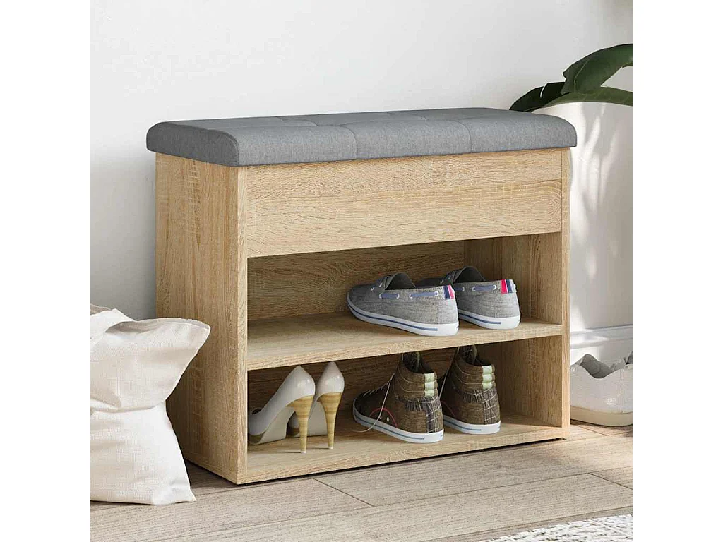 Banc à chaussures chêne sonoma 62x32x50 cm bois d'ingénierie