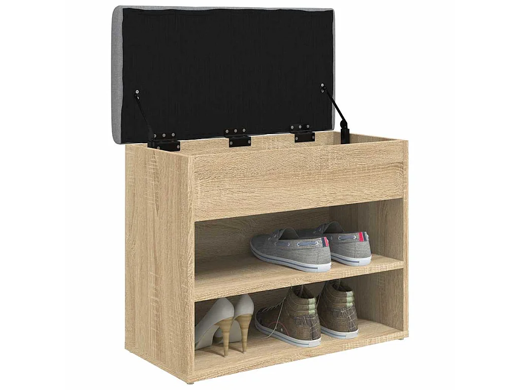 Banc à chaussures chêne sonoma 62x32x50 cm bois d'ingénierie