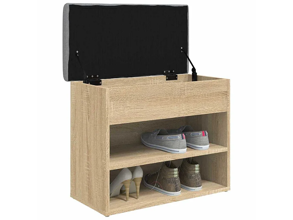Banc à chaussures chêne sonoma 62x32x50 cm bois d'ingénierie