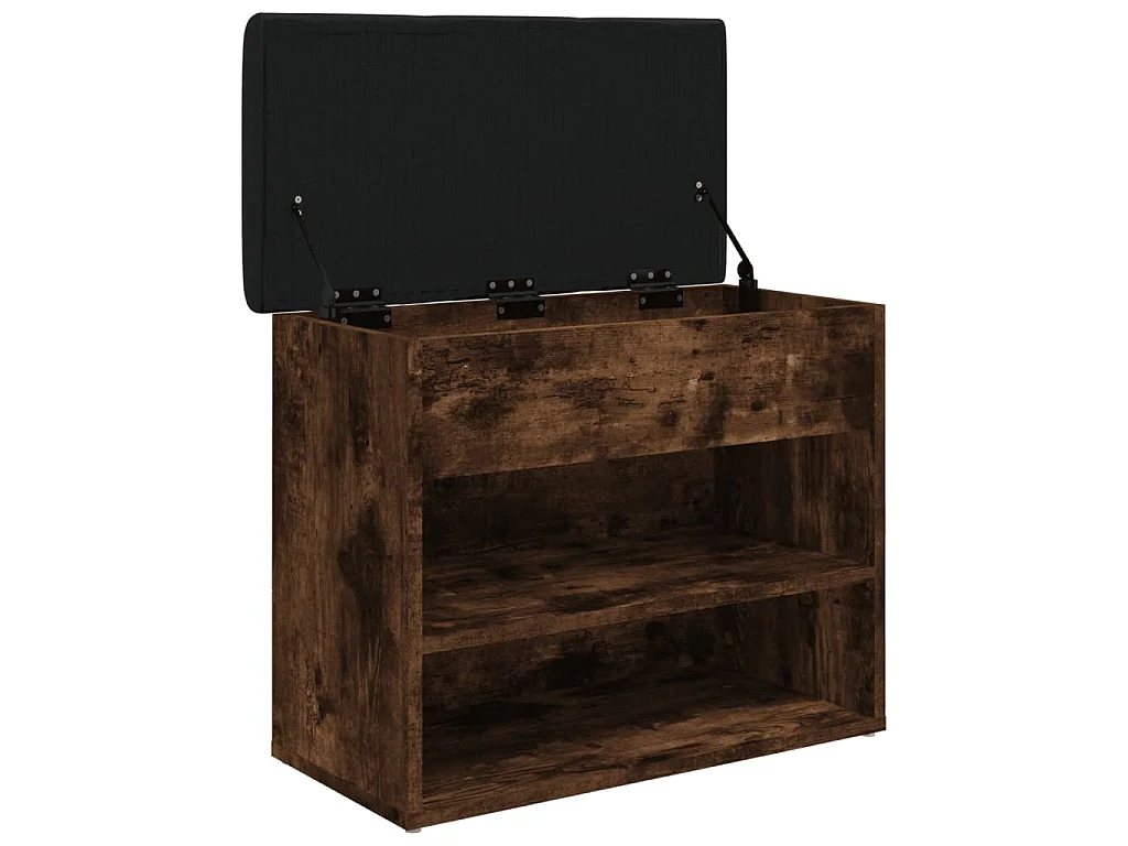 Banc à chaussures chêne fumé 62x32x50 cm bois d'ingénierie