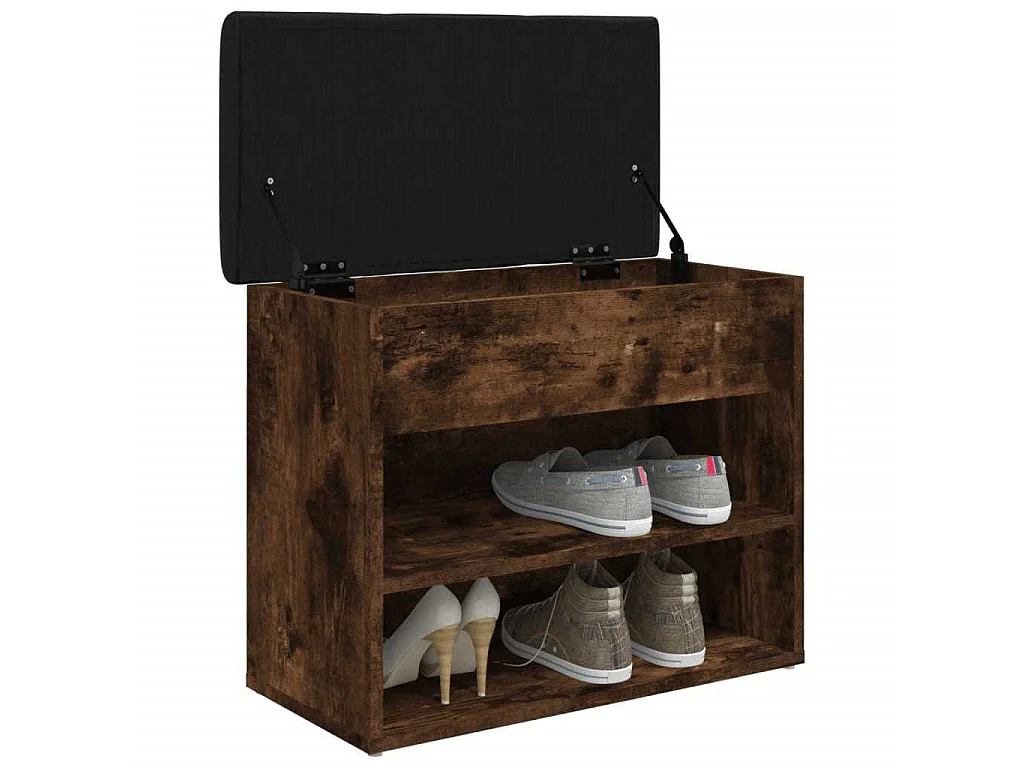 Banc à chaussures chêne fumé 62x32x50 cm bois d'ingénierie
