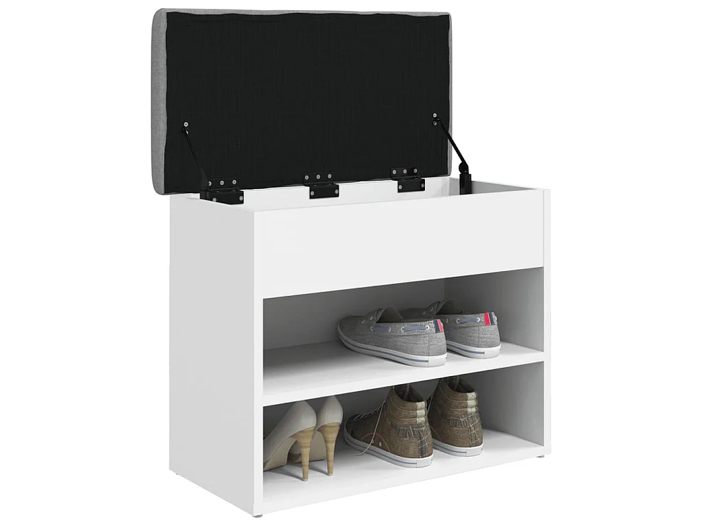 Banc à chaussures Blanc 62x32x50 cm Bois d'ingénierie