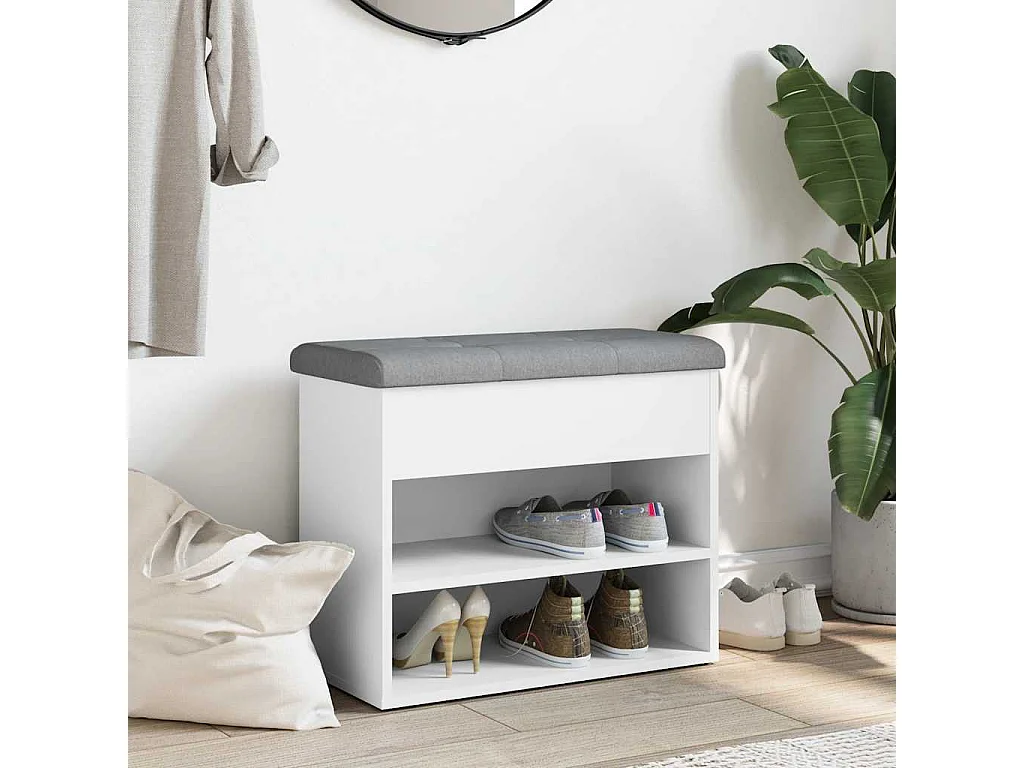 Banc à chaussures Blanc 62x32x50 cm Bois d'ingénierie