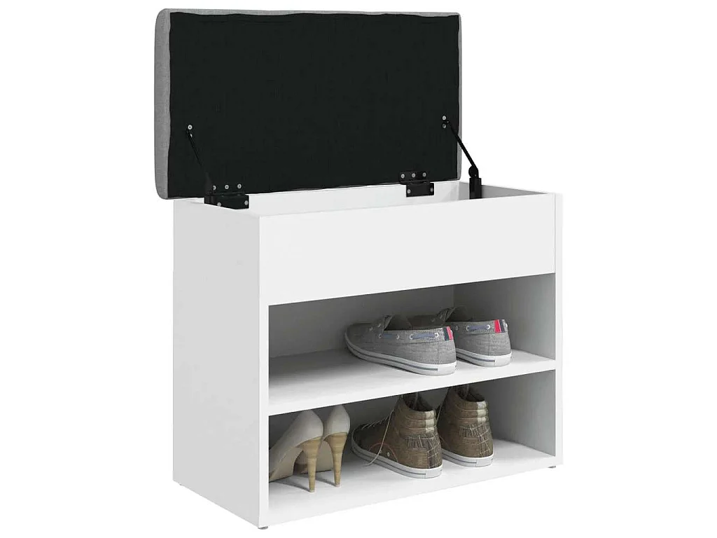 Banc à chaussures Blanc 62x32x50 cm Bois d'ingénierie