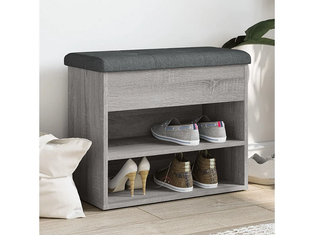Banc à chaussures sonoma gris 62x32x50 cm bois d'ingénierie