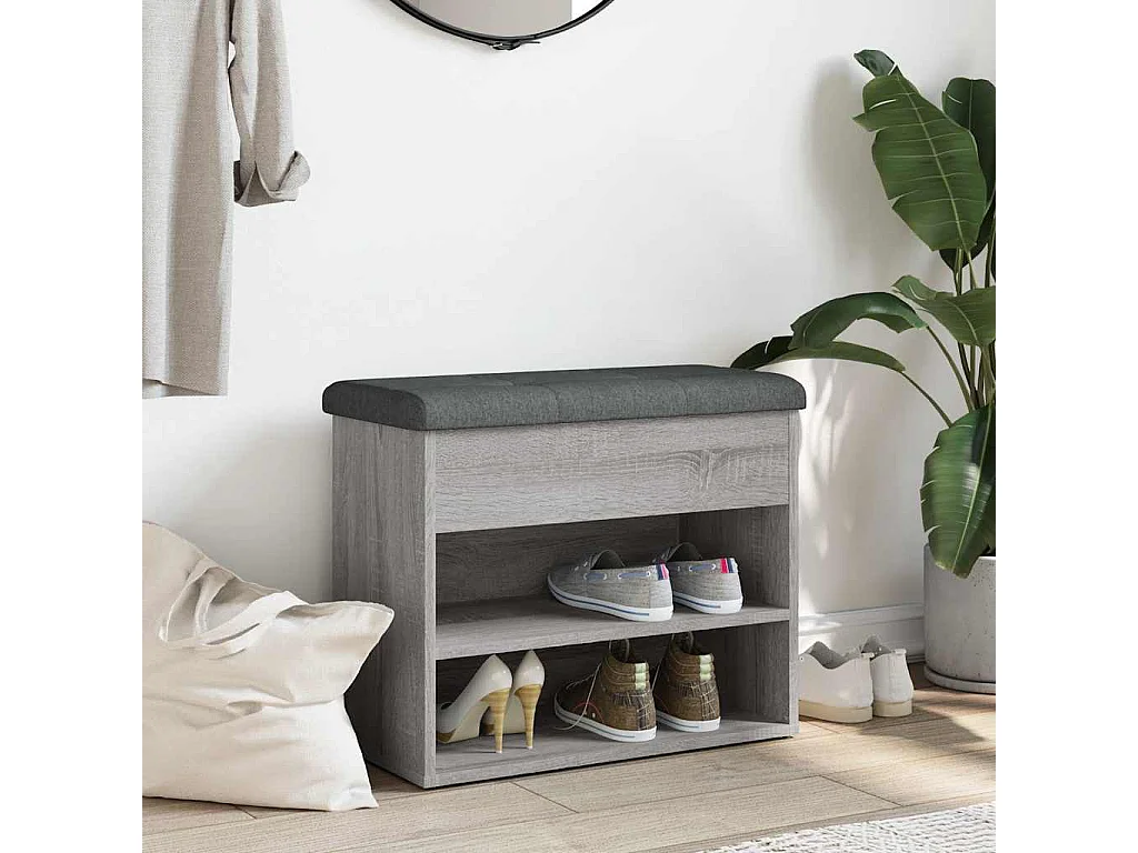 Banc à chaussures sonoma gris 62x32x50 cm bois d'ingénierie