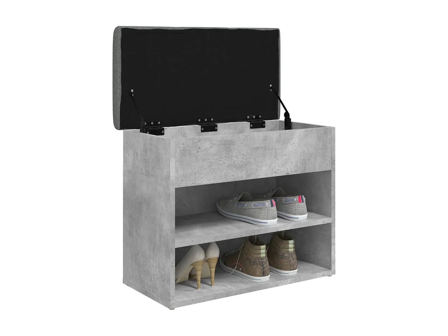 Banc à chaussures gris béton 62x32x50 cm bois d'ingénierie