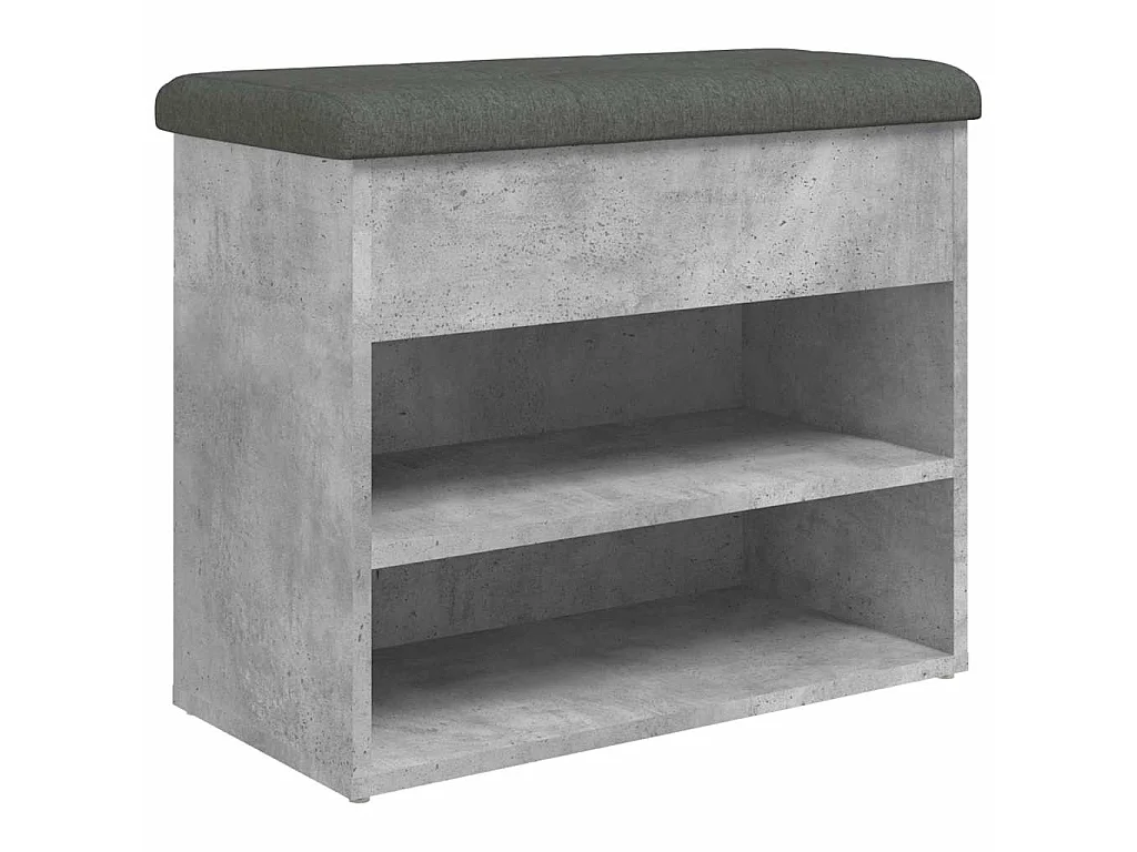 Banc à chaussures gris béton 62x32x50 cm bois d'ingénierie