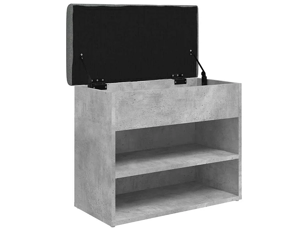 Banc à chaussures gris béton 62x32x50 cm bois d'ingénierie