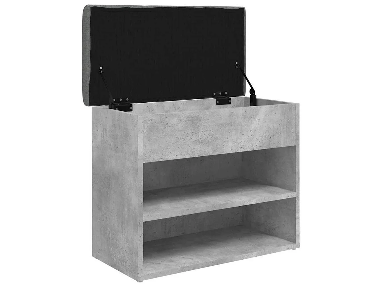 Banc à chaussures gris béton 62x32x50 cm bois d'ingénierie