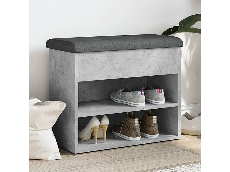 Panca Porta Scarpe Grigio Cemento 62x32x50cm Legno Multistrato