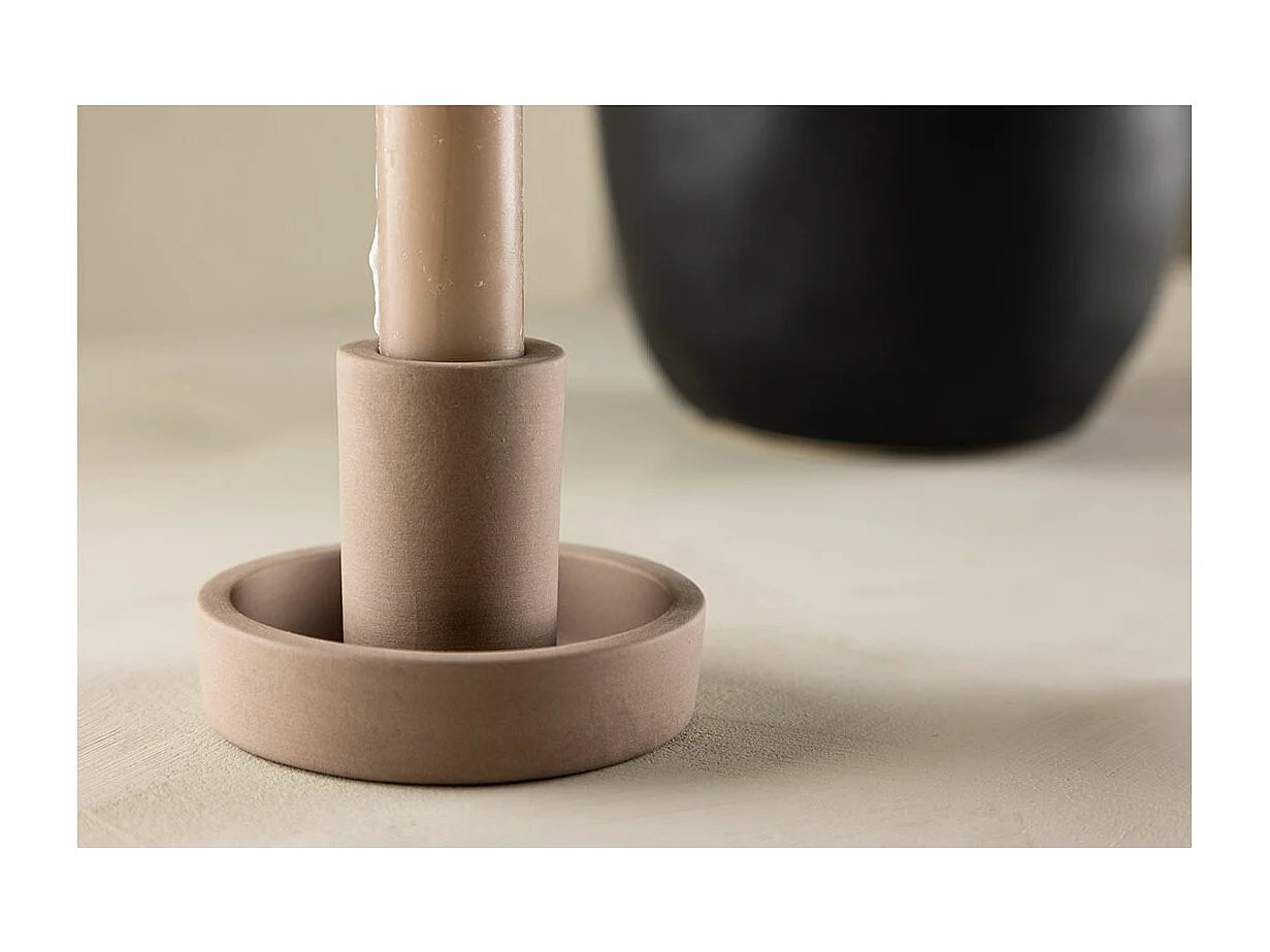 Bougeoir Design en Argile "Ceco" 11cm Marron