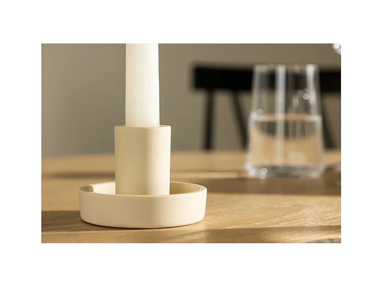 Bougeoir Design en Argile "Ceco" 11cm Beige