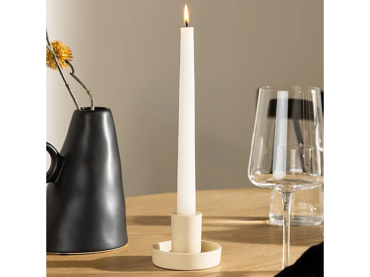 Bougeoir Design en Argile "Ceco" 11cm Beige