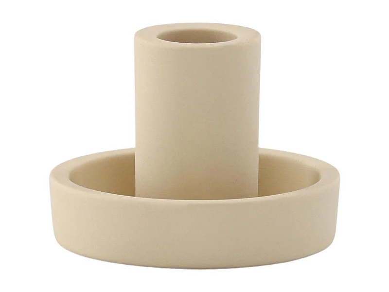 Bougeoir Design en Argile "Ceco" 11cm Beige