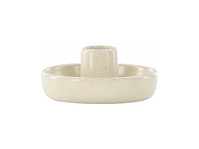 Bougeoir en Céramique "Otis" 11cm Beige & Noir