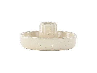 Bougeoir en Céramique "Otis" 11cm Beige & Noir