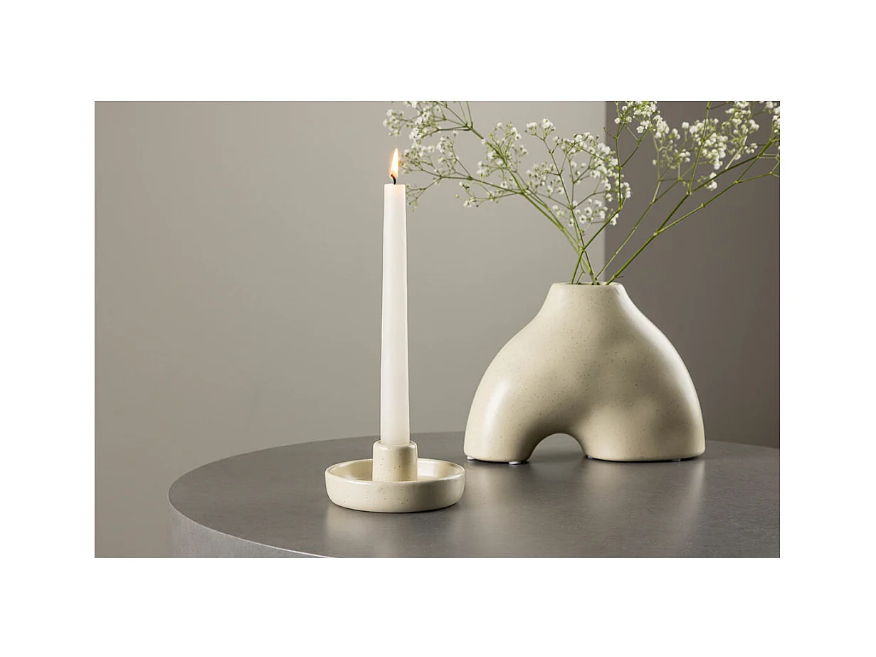 Bougeoir en Céramique "Otis" 11cm Beige & Noir