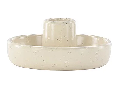 Bougeoir en Céramique "Otis" 11cm Beige & Noir