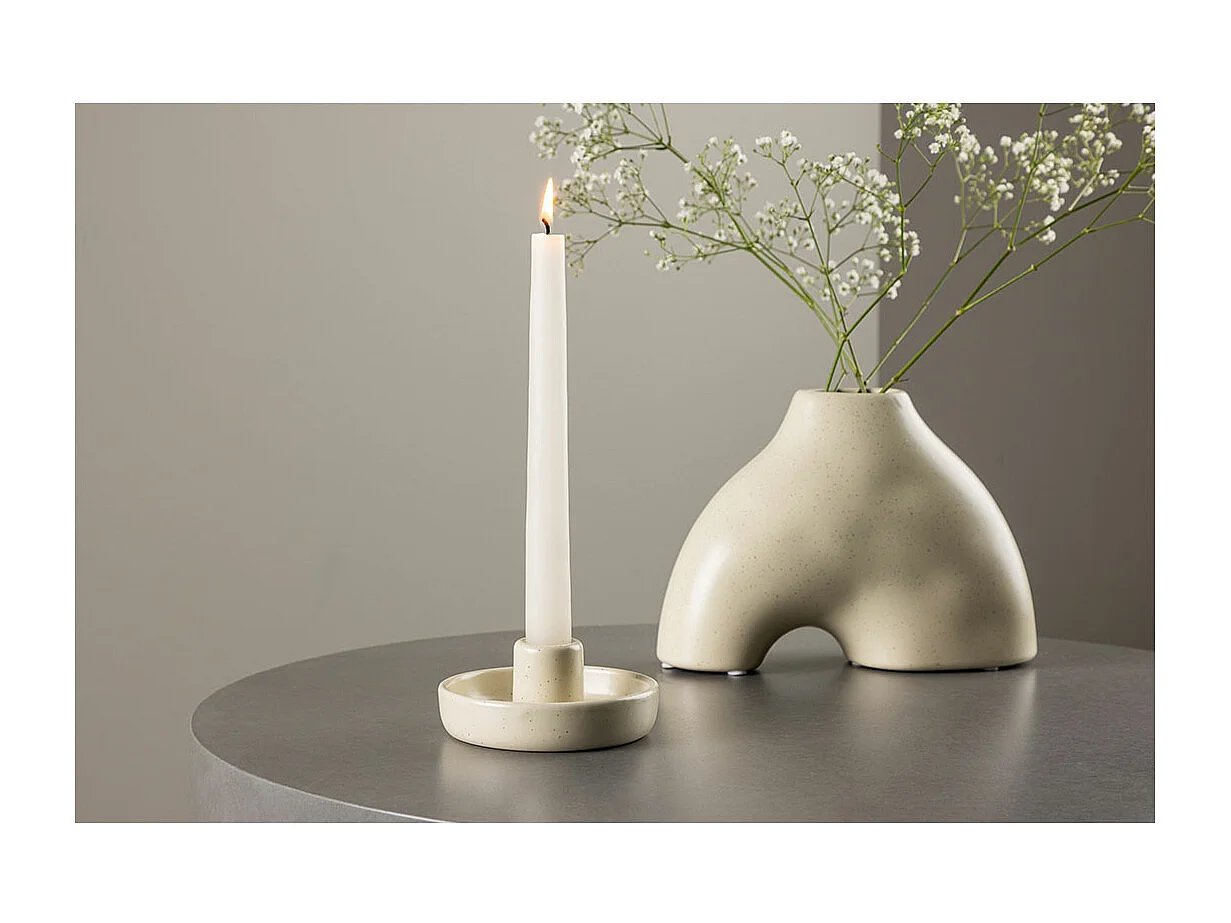 Bougeoir en Céramique "Otis" 11cm Beige & Noir