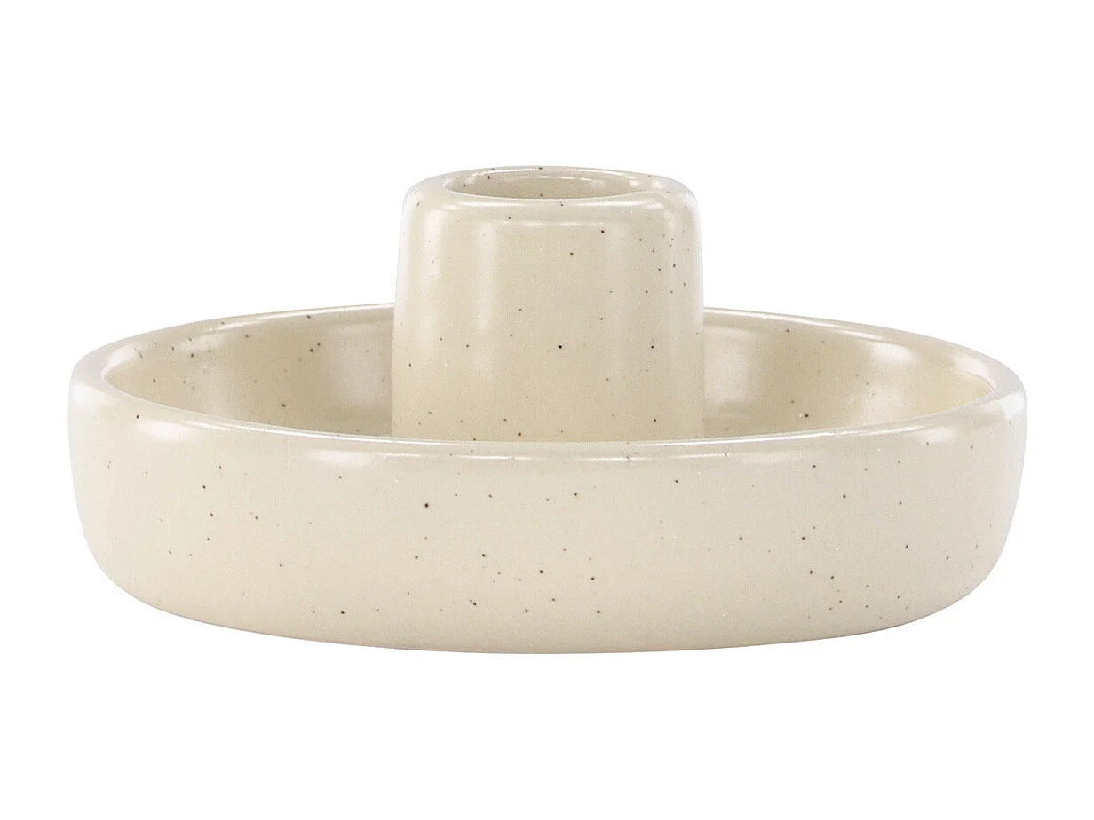 Bougeoir en Céramique "Otis" 11cm Beige & Noir