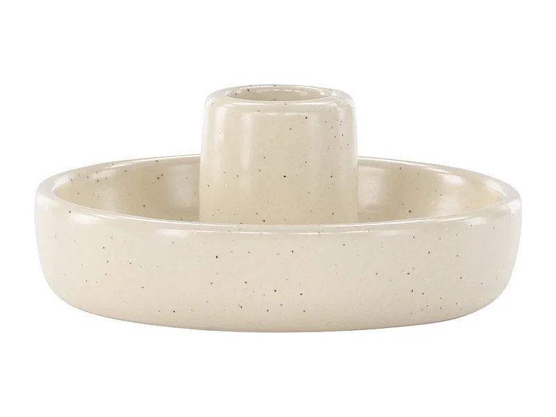 Bougeoir en Céramique "Otis" 11cm Beige & Noir