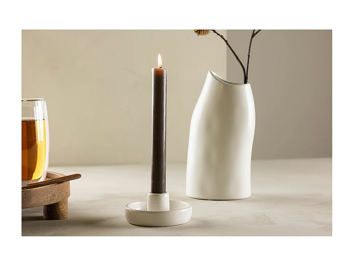 Bougeoir en Céramique "Otis" 11cm Blanc