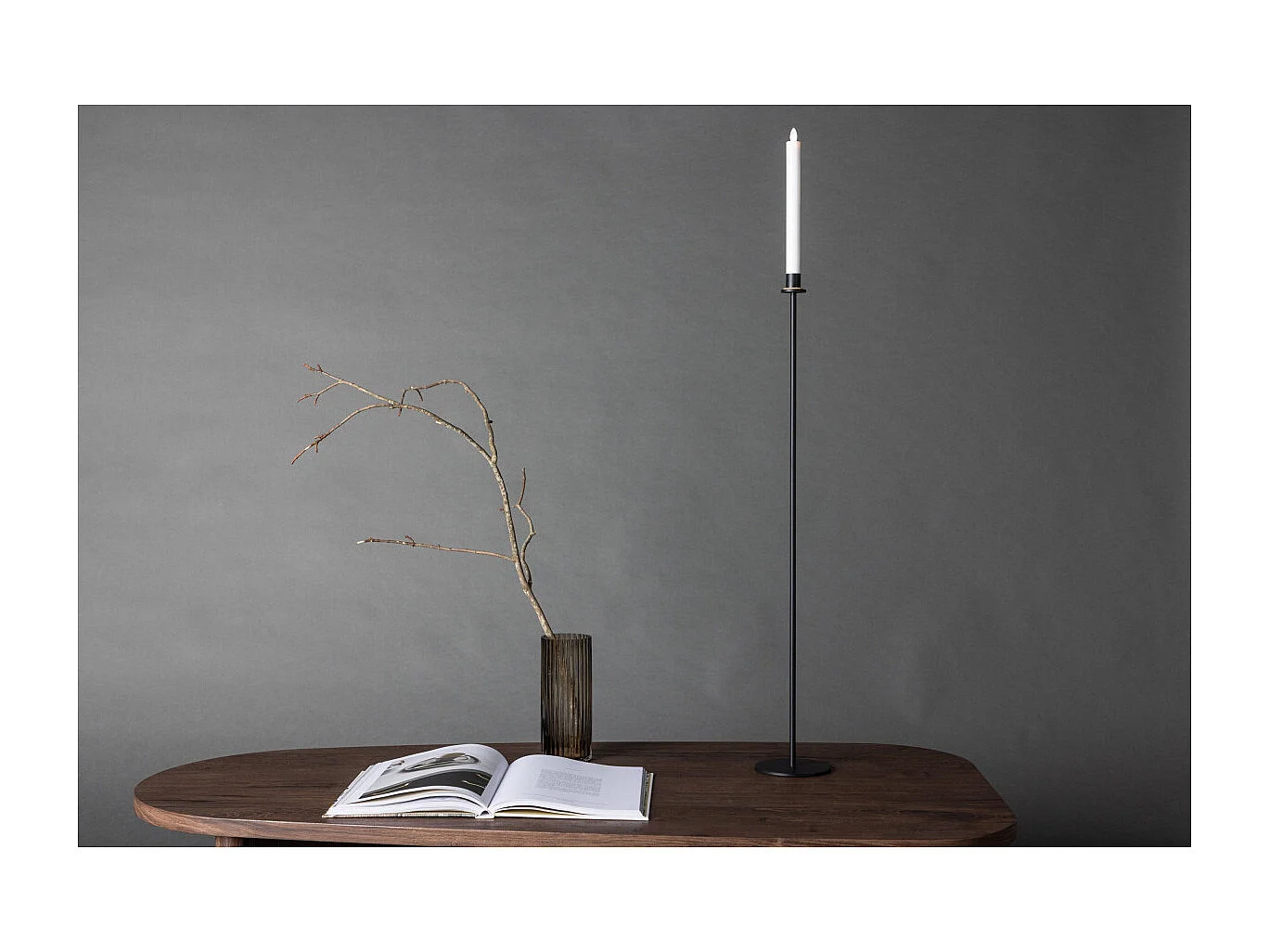 Bougeoir à LED en Métal "Hogehall" 102cm Noir