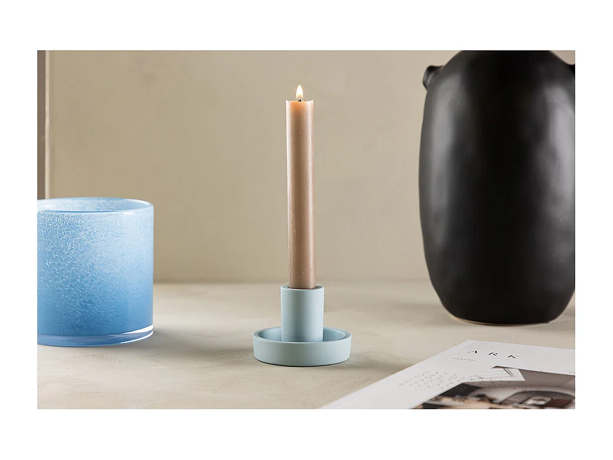 Bougeoir Design en Argile "Ceco" 11cm Bleu Clair