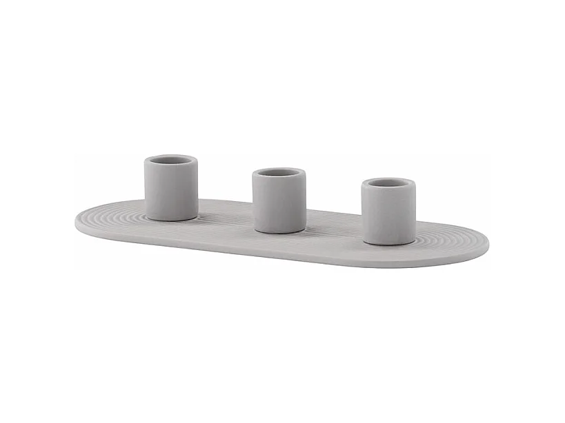 Bougeoir en Argile 3 Bougies "Dian" 24cm Gris