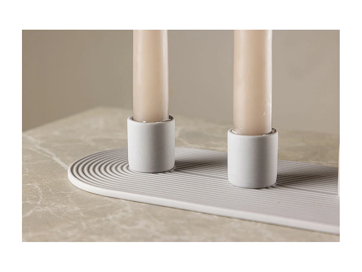 Bougeoir en Argile 3 Bougies "Dian" 24cm Gris